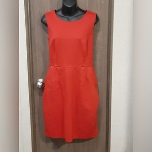 Lands’ End Sheath Red Dress with Pockets Size 12P
